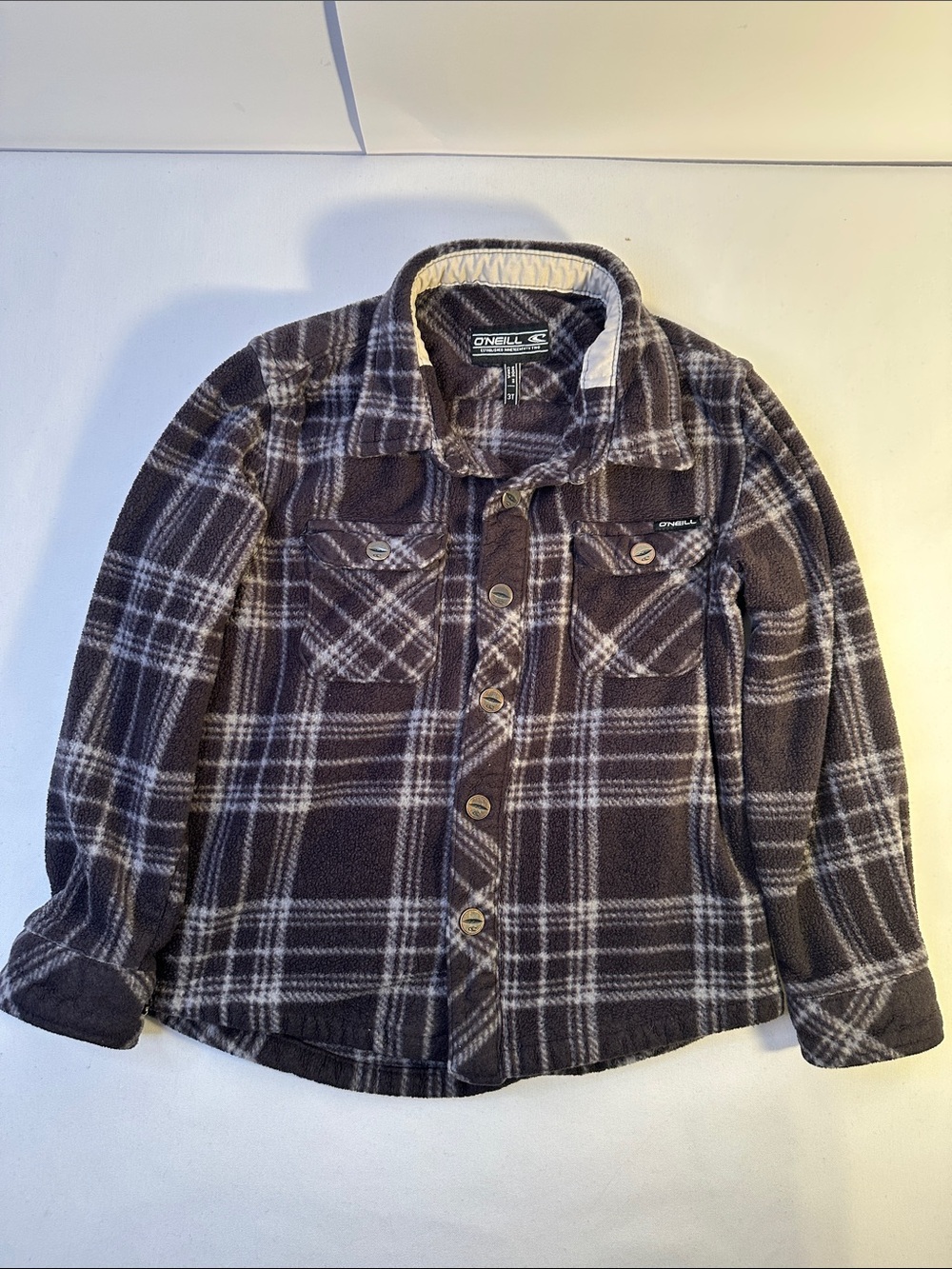O'Neill toddler Plaid Fleece Shacket - Black & Gray